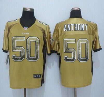 Men's New Orleans Saints #50 Stephone Anthony Nike Drift Fashion Gold Elite Jersey