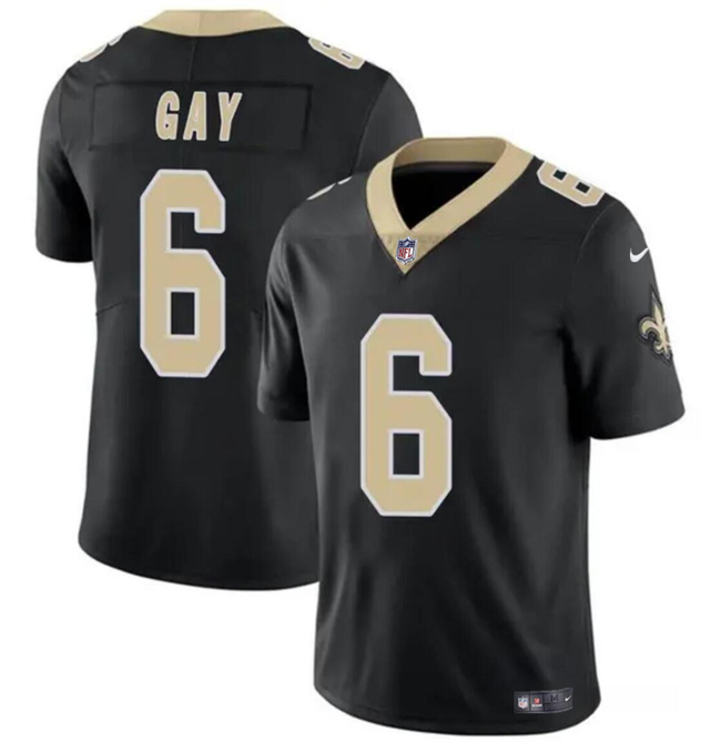 Men's New Orleans Saints #6 Willie Gay Black Vapor Limited Football Stitched Jersey
