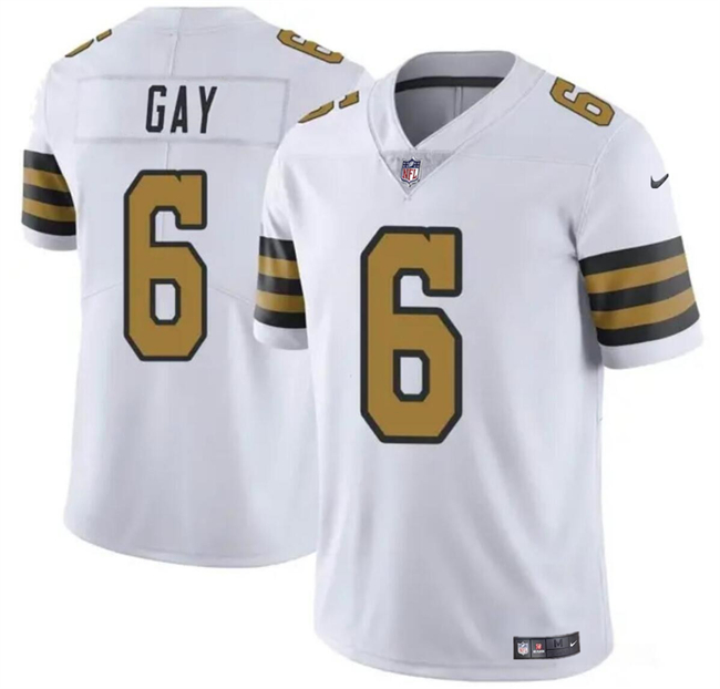 Men's New Orleans Saints #6 Willie Gay White Color Rush Limited Football Stitched Jersey