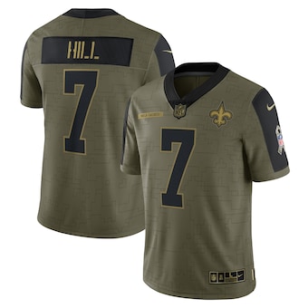Men's New Orleans Saints #7 Taysom Hill Nike Olive 2021 Salute To Service Limited Player Jersey