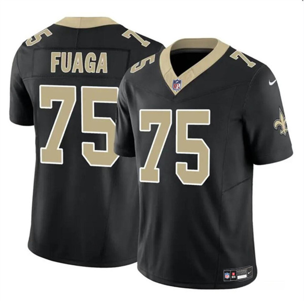 Men's New Orleans Saints #75 Taliese Fuaga Black 2024 Draft F.U.S.E. Vapor Limited Football Stitched Jersey