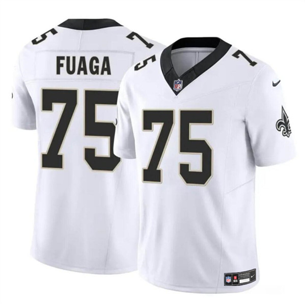 Men's New Orleans Saints #75 Taliese Fuaga White 2024 Draft F.U.S.E. Vapor Limited Football Stitched Jersey