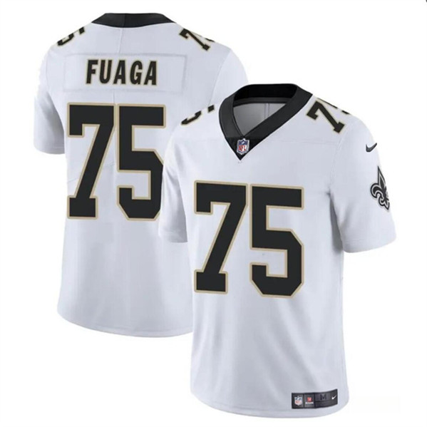 Men's New Orleans Saints #75 Taliese Fuaga White 2024 Draft Vapor Limited Football Stitched Jersey