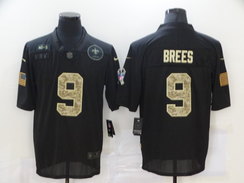 Men's New Orleans Saints #9 Drew Brees Black Camo 2020 Salute To Service Stitched NFL Nike Limited Jersey