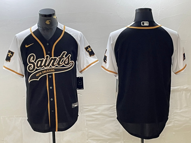Men's New Orleans Saints Blank Black White 1987 Legacy Cool Base Stitched Baseball Jersey