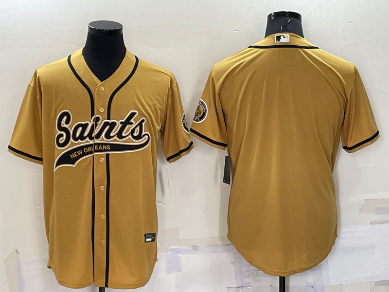 Men's New Orleans Saints Blank Gold Stitched Cool Base Nike Baseball Jersey