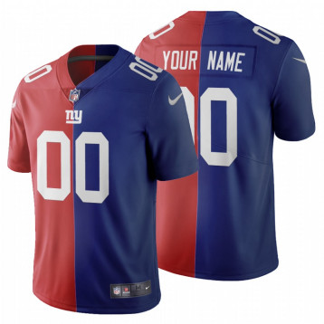 Men's New York Giants #00 Custom Split Two Tone Jersey - Red Royal