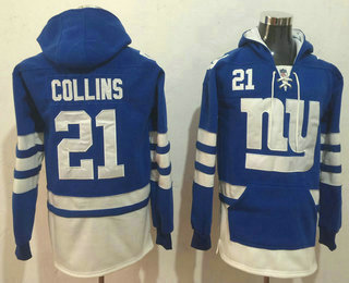 Men's New York Giants #21 Landon Collins NEW Blue Pocket Stitched NFL Pullover Hoodie