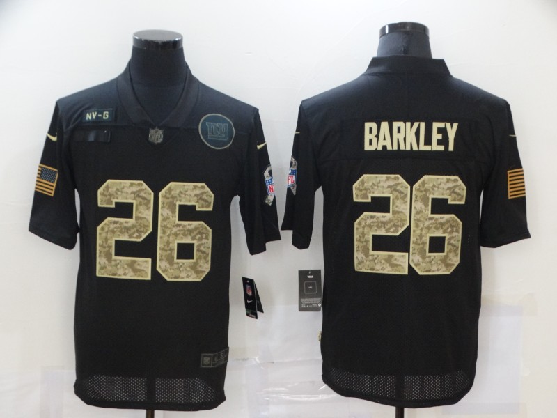 Men's New York Giants #26 Saquon Barkley Black Camo 2020 Salute To Service Stitched NFL Nike Limited Jersey