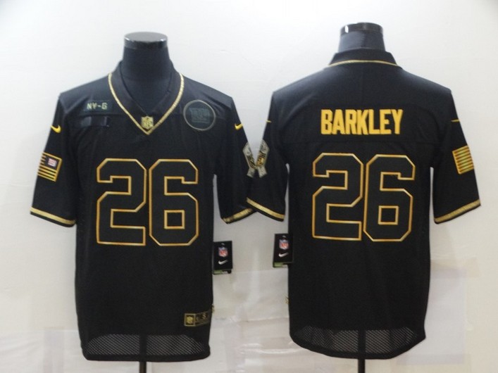 Men's New York Giants #26 Saquon Barkley Black Gold 2020 Salute To Service Stitched NFL Nike Limited Jersey