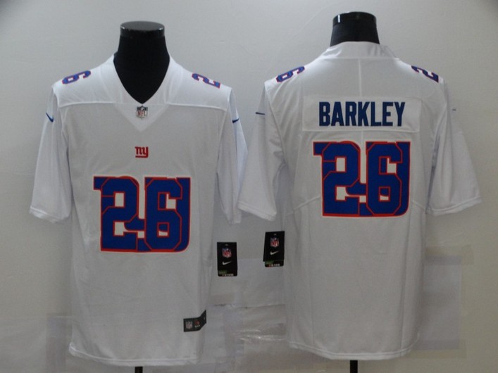 Men's New York Giants #26 Saquon Barkley White 2020 Shadow Logo Vapor Untouchable Stitched NFL Nike Limited Jersey