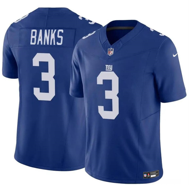 Men's New York Giants #3 Deonte Banks Blue 2023 F.U.S.E. Vapor Untouchable Limited Football Stitched Jersey