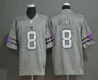 Men's New York Giants #8 Daniel Jones 2019 Gray Gridiron Vapor Untouchable Stitched NFL Nike Limited Jersey