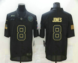 Men's New York Giants #8 Daniel Jones Black 2020 Salute To Service Stitched NFL Nike Limited Jersey