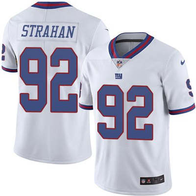 Men's New York Giants #92 Michael Strahan White Color Rush Stitched NFL Nike Limited Jersey