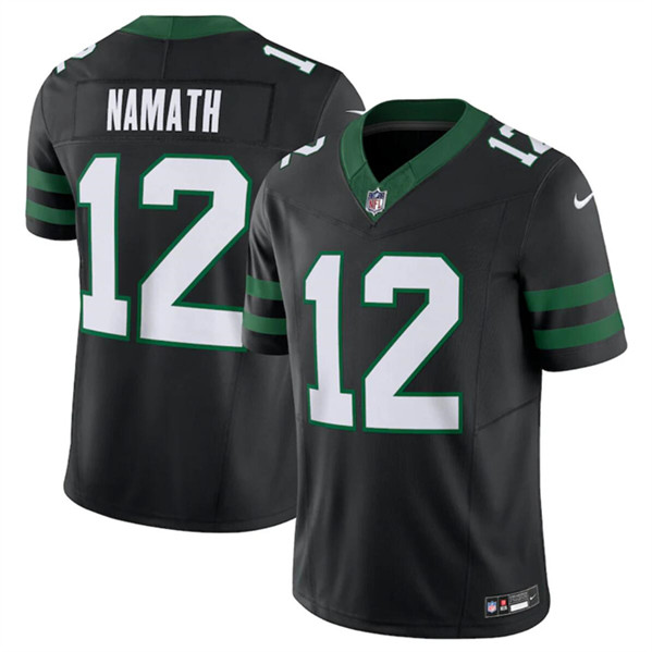 Men's New York Jets #12 Joe Namath Black 2024 F.U.S.E. Vapor Limited Football Stitched Jersey