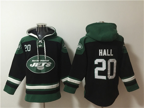 Men's New York Jets #20 Breece Hall Black Ageless Must-Have Lace-Up Pullover Hoodie