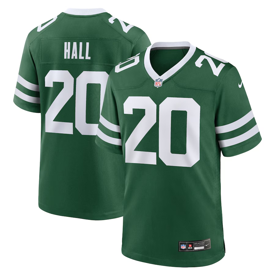 Men's New York Jets #20 Breece Hall Green Throwback Stitched Game Jersey