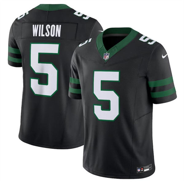 Men's New York Jets #5 Garrett Wilson Black 2024 F.U.S.E. Vapor Limited Football Stitched Jersey