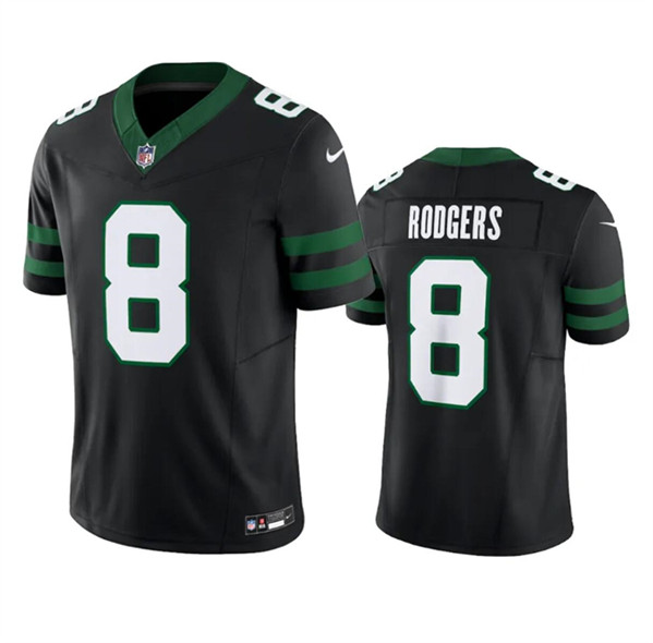 Men's New York Jets #8 Aaron Rodgers Black 2024 F.U.S.E. Vapor Limited Football Stitched Jersey