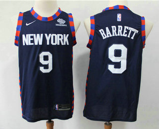 Men's New York Knicks #9 R.J. Barrett Navy Blue 2019 Nike City Edition Swingman Squarespace Stitched NBA Jersey