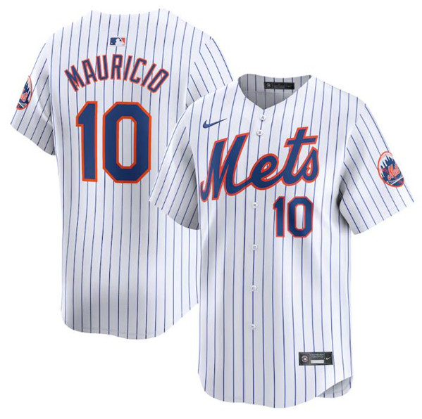 Men's New York Mets #10 Ronny Mauricio White 2024 Home Limited Stitched Baseball Jersey