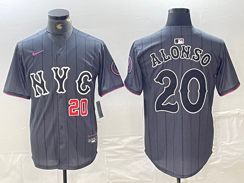 Men's New York Mets #20 Pete Alonso Number Grey 2024 City Connect Cool Base Stitched Jerseys