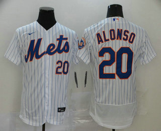 Men's New York Mets #20 Pete Alonso White Stitched MLB Flex Base Nike Jersey