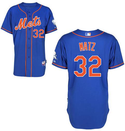 Men's New York Mets #32 Steven Matz Blue With Orange Jersey W2015 Mr. Met Patch