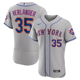 Men's New York Mets #35 Justin Verlander Gray Flex Base Stitched Jersey