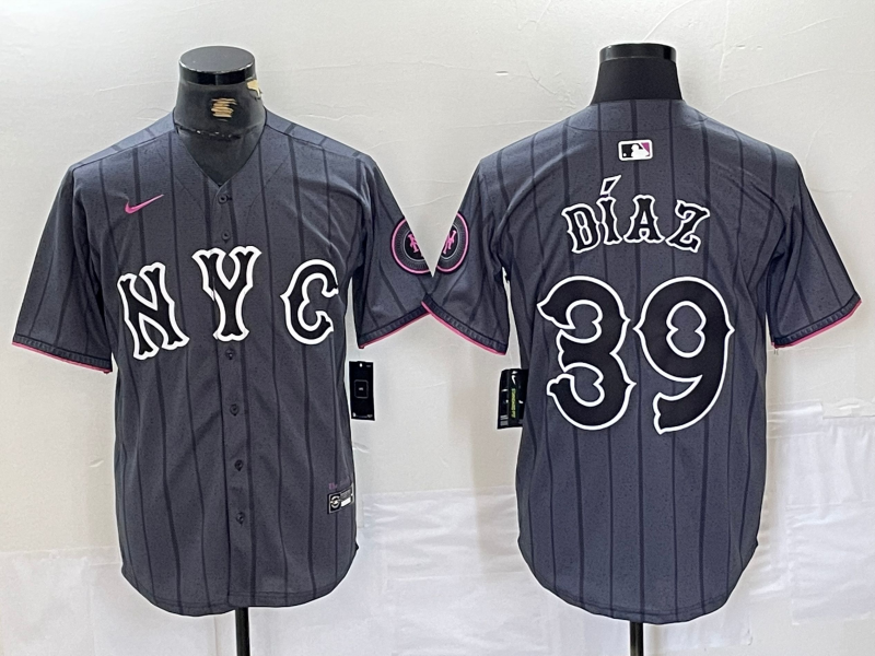 Men's New York Mets #39 Edwin Diaz Gray 2024 City Connect Cool Base Jersey