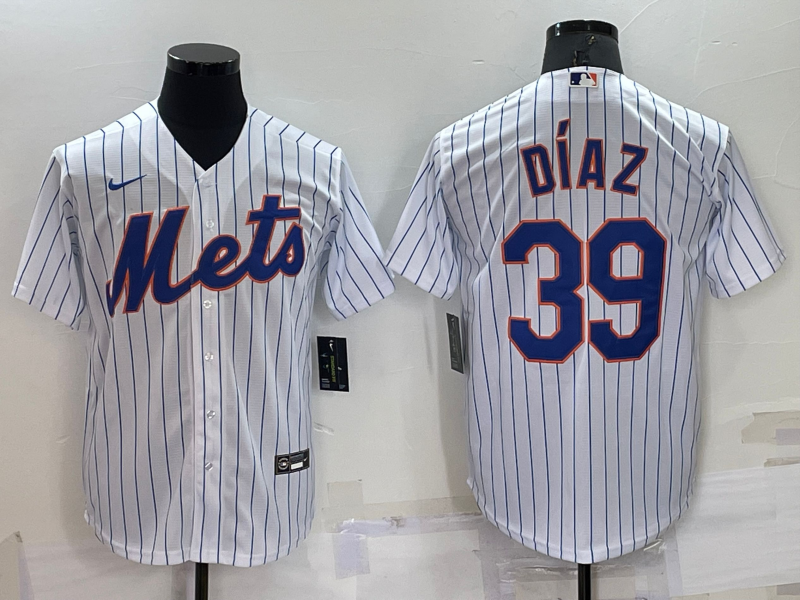 Men's New York Mets #39 Edwin Diaz White Stitched MLB Cool Base Nike Jersey