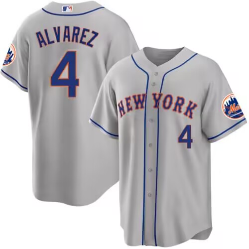 Men's New York Mets #4 Francisco álvarez Gray 2023 Cool Base Stitched Baseball Jersey