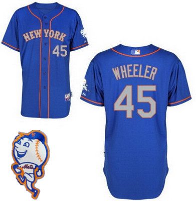 Men's New York Mets #45 Zack Wheeler Blue With Gray Jersey W/2015 Mr. Met Patch