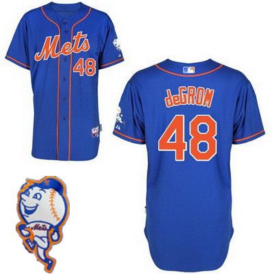 Men's New York Mets #48 Jacob DeGrom Blue Jersey W/2015 Mr. Met Patch