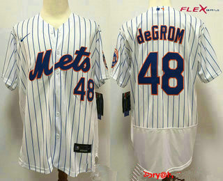 Men's New York Mets #48 Jacob deGrom White Stitched MLB Flex Base Nike Jersey