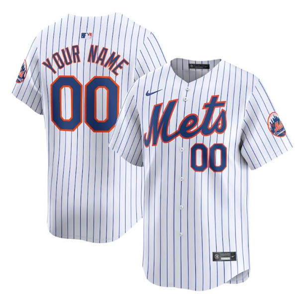 Men's New York Mets Active Player Cutsom 2024 White Home Limited Stitched Baseball Jersey