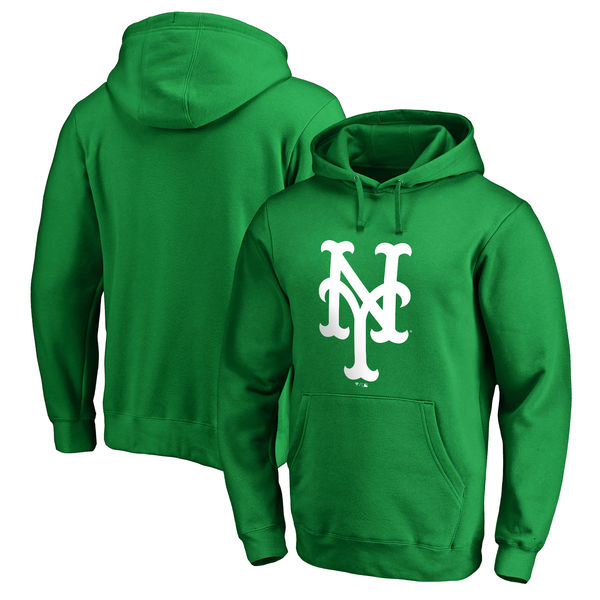 Men's New York Mets Fanatics Branded Kelly Green St. Patrick's Day White Logo Pullover Hoodie
