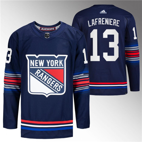 Men's New York Rangers #13 Alexis Lafreniere Navy Stitched Jersey