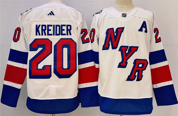 Men's New York Rangers #20 Chris Kreider White 2023-2024 Stadium Series Stitched Jersey