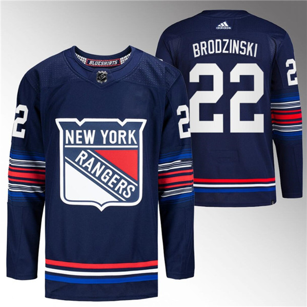 Men's New York Rangers #22 Jonny Brodzinski Navy Stitched Jersey