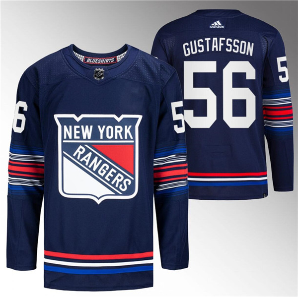 Men's New York Rangers #56 Erik Gustafsson Navy Stitched Jersey