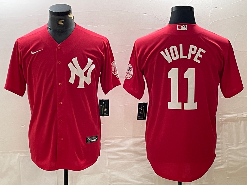Men's New York Yankees #11 Anthony Volpe Red Fashion Cool Base Jersey