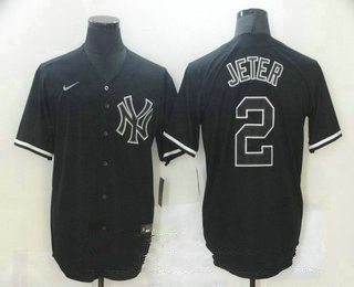 Men's New York Yankees #2 Derek Jeter Black Fashion Stitched MLB Nike Cool Base Jersey