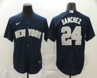 Men's New York Yankees #24 Gary Sanchez Navy Blue Stitched MLB Cool Base Nike Jersey