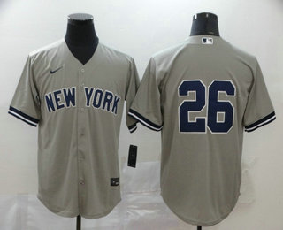 Men's New York Yankees #26 DJ LeMahieu Gray No Name Stitched MLB Cool Base Nike Jersey