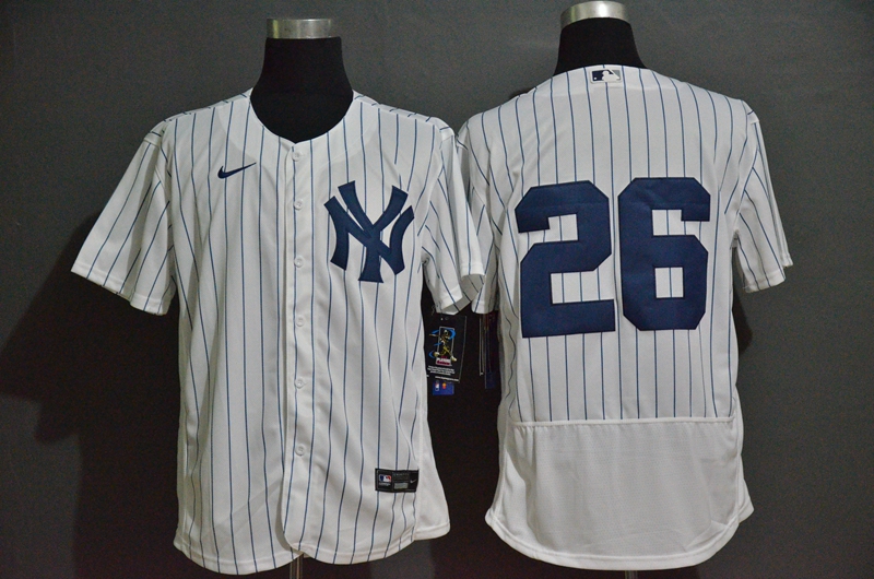 Men's New York Yankees #26 DJ LeMahieu White Home No Name Stitched MLB Flex Base Nike Jersey