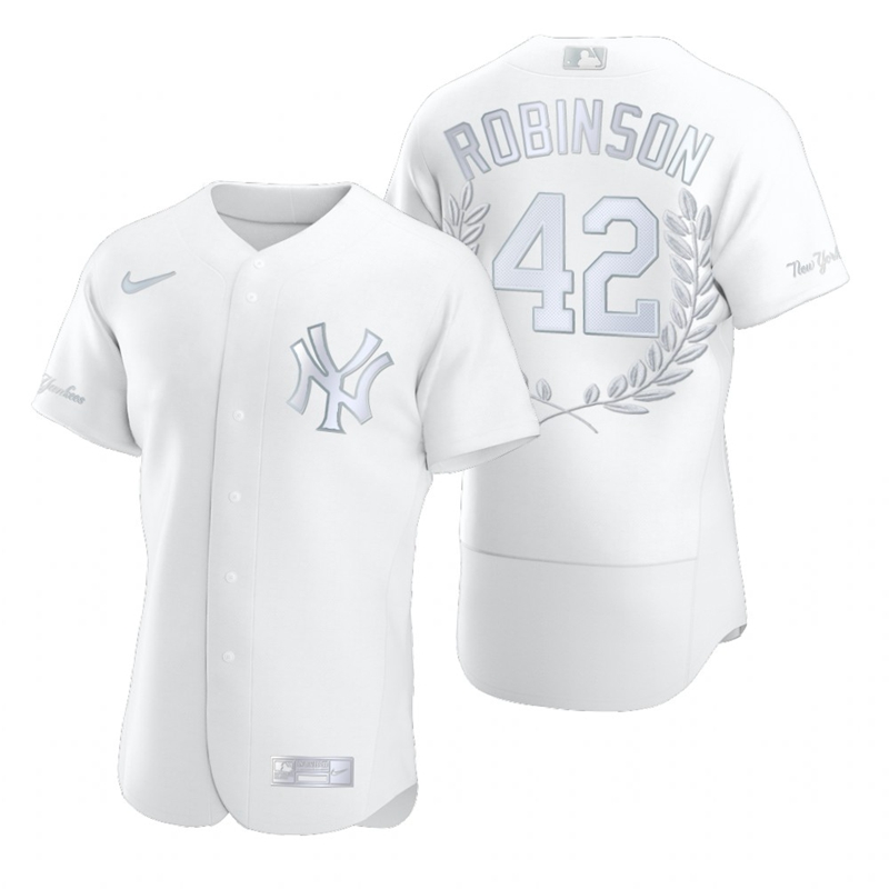 Men's New York Yankees #42 Jackie Robinson White Nike Flexbase Fashion Jersey