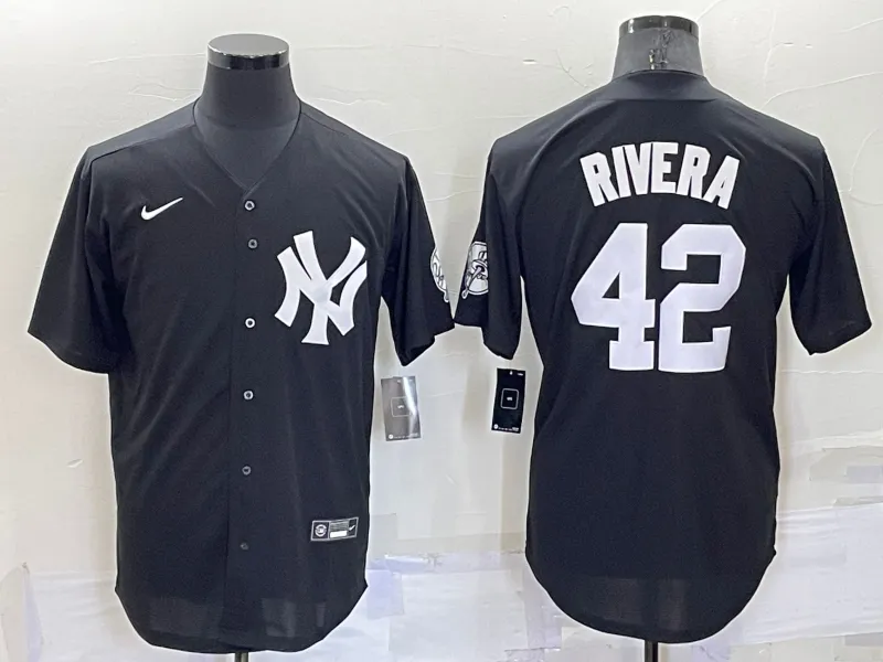 Men's New York Yankees #42 Mariano Rivera Black Stitched Nike Cool Base Throwback Jersey