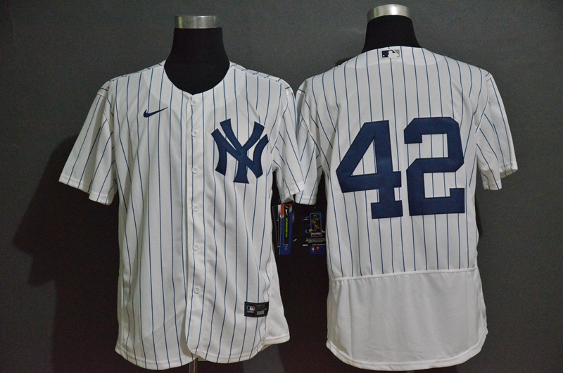 Men's New York Yankees #42 Mariano Rivera White Home No Name Stitched MLB Flex Base Nike Jersey